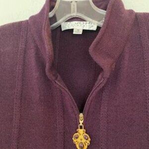 ST JOHN Purple Zip Front Knit Blazer, Size 10